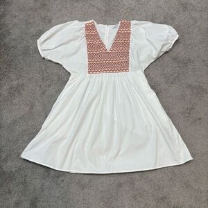 Madewell White Embroidered Poplin Mini Dress Size S